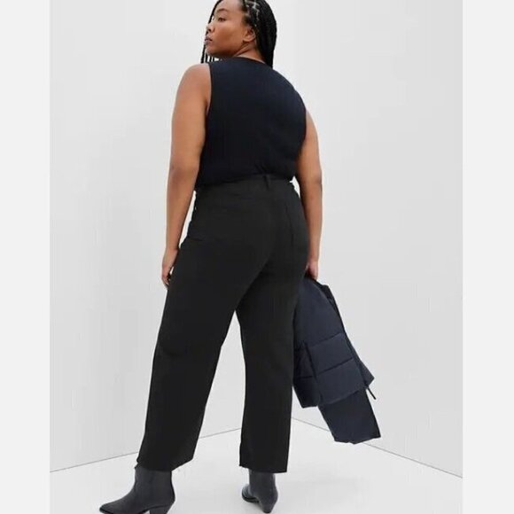 GAP High Rise Wide-Leg Black Wash Raw Hem Jeans Plus Size 35/20 - Picture 4 of 9